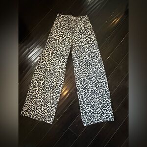 Zara Black and White Leopard Print Jeans